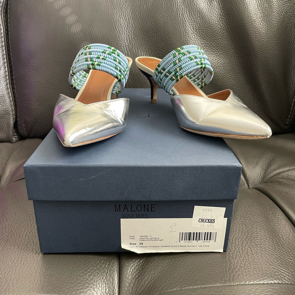 Malone soulires Silver and Blue Women's Heels